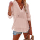 ✨2025 Hot Sale⌛Women's Oversized Hooded Beach Cover Up - Long Sleeve V-Neck Pocket Shirt
