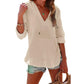 ✨2025 Hot Sale⌛Women's Oversized Hooded Beach Cover Up - Long Sleeve V-Neck Pocket Shirt
