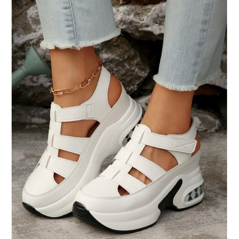 Women's Summer Closed-Toe Hook and Loop Sandals with Thick Sole