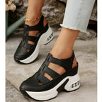 Women's Summer Closed-Toe Hook and Loop Sandals with Thick Sole