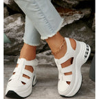 Women's Summer Closed-Toe Hook and Loop Sandals with Thick Sole