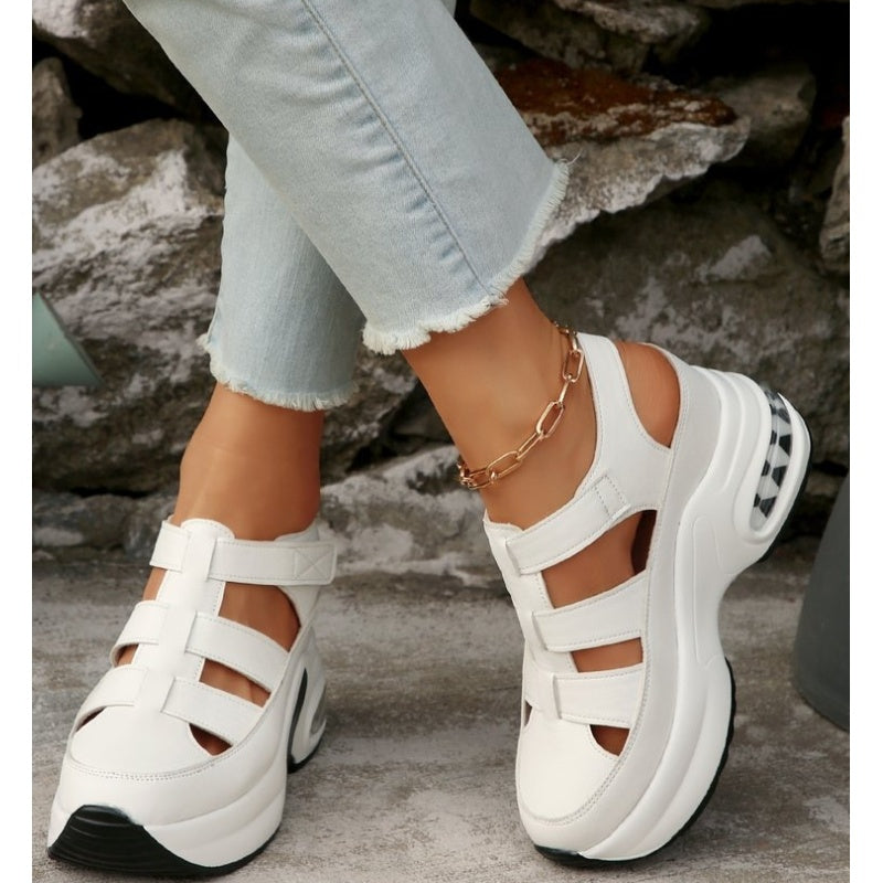 Women's Summer Closed-Toe Hook and Loop Sandals with Thick Sole