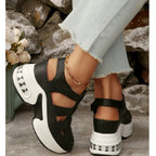 Women's Summer Closed-Toe Hook and Loop Sandals with Thick Sole