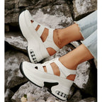 Women's Summer Closed-Toe Hook and Loop Sandals with Thick Sole