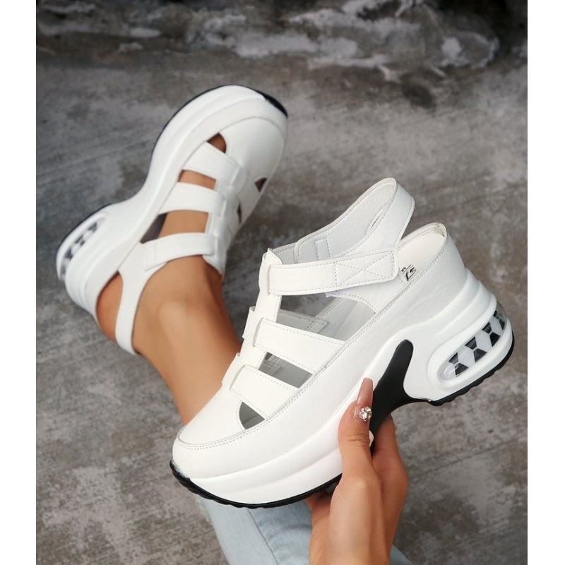 Women's Summer Closed-Toe Hook and Loop Sandals with Thick Sole