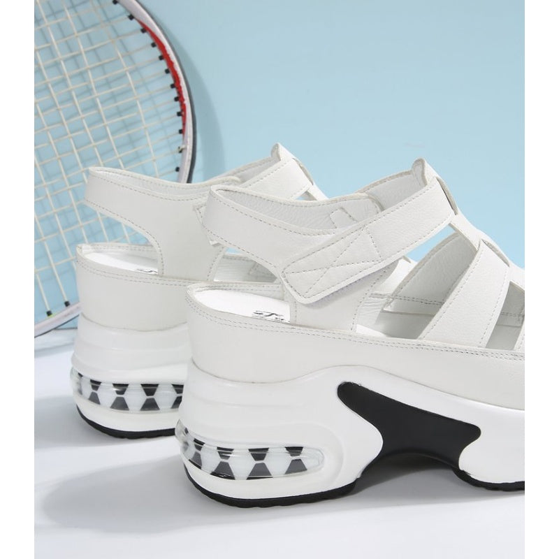 Women's Summer Closed-Toe Hook and Loop Sandals with Thick Sole