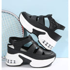 Women's Summer Closed-Toe Hook and Loop Sandals with Thick Sole