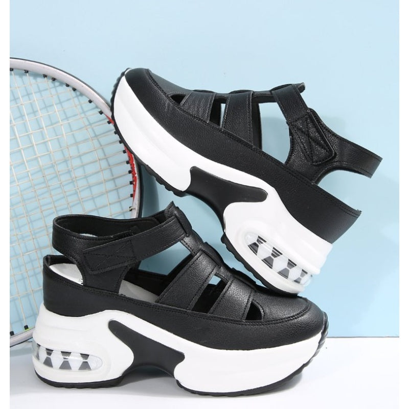 Women's Summer Closed-Toe Hook and Loop Sandals with Thick Sole