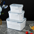 🔥🔥Household transparent plastic food storage box-Including drain basket💧