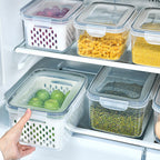 🔥🔥Household transparent plastic food storage box-Including drain basket💧