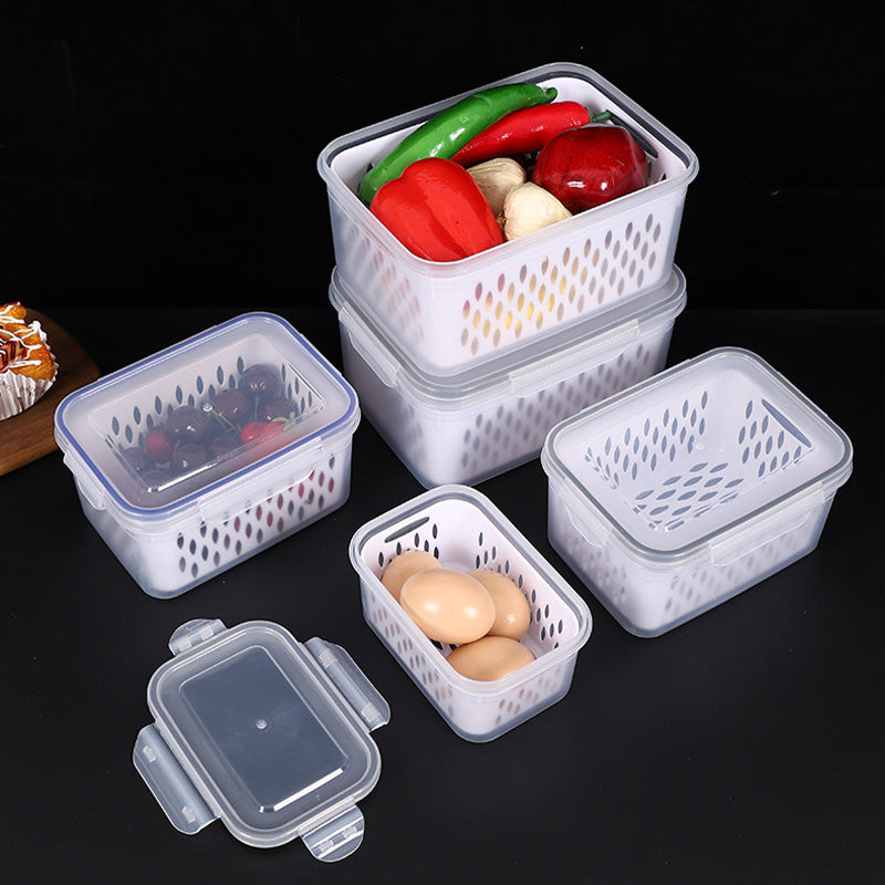 🔥🔥Household transparent plastic food storage box-Including drain basket💧