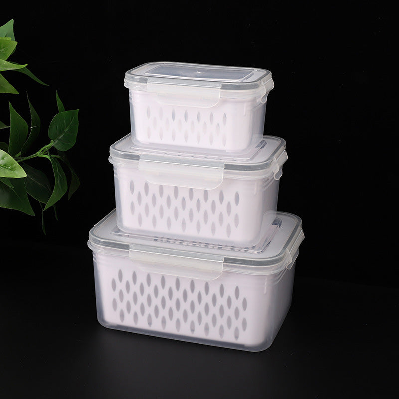 🔥🔥Household transparent plastic food storage box-Including drain basket💧