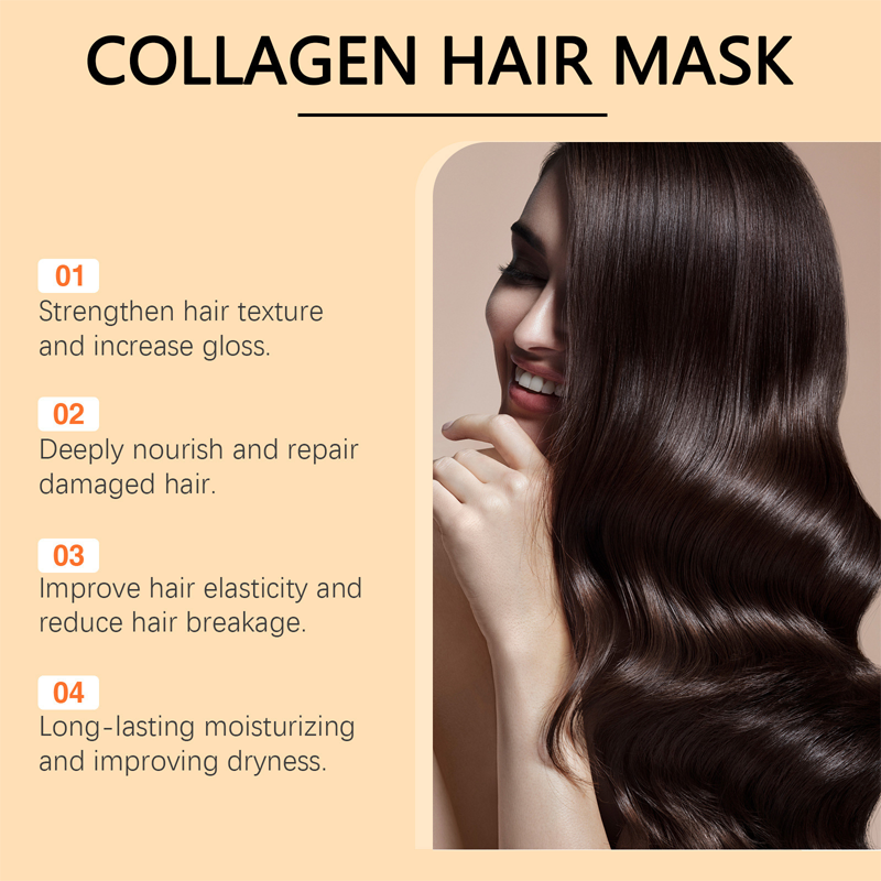 🔥Último día 50% de descuento🌸Mascarilla capilar de colágeno para cabello seco y dañado