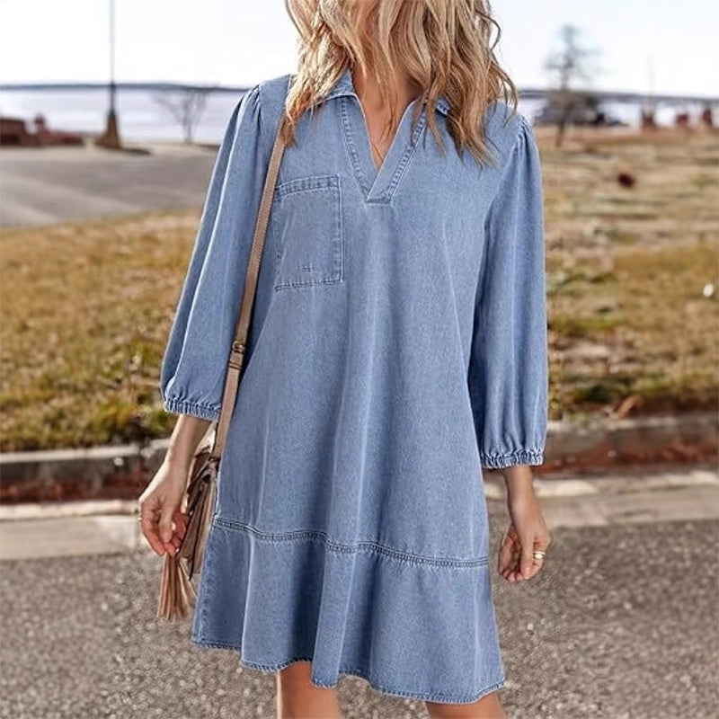 💜PROMOCIÓN DE ÚLTIMO DÍA - 50% DE DESCUENTO💜Vestido vaquero casual para mujer