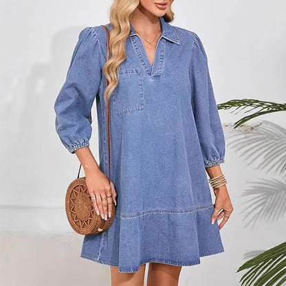 💜PROMOCIÓN DE ÚLTIMO DÍA - 50% DE DESCUENTO💜Vestido vaquero casual para mujer