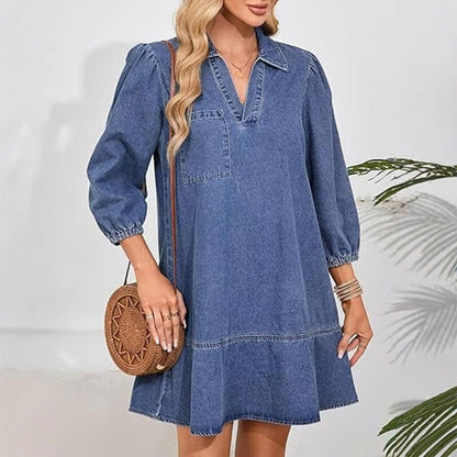 💜PROMOCIÓN DE ÚLTIMO DÍA - 50% DE DESCUENTO💜Vestido vaquero casual para mujer
