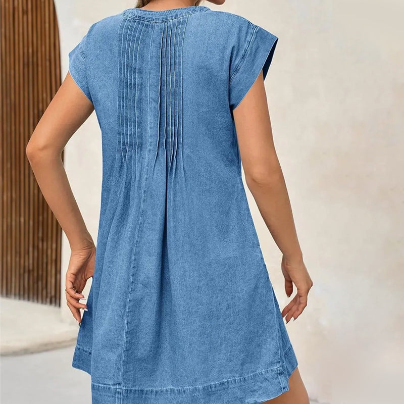Vestido de mezclilla de cuello en V femenino