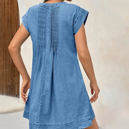 Vestido de mezclilla de cuello en V femenino