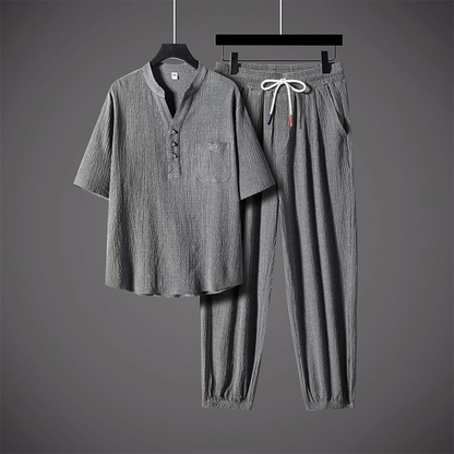 Men’s Cool V-Neck Top & Jogger Pants Set