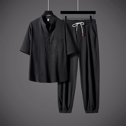 Men’s Cool V-Neck Top & Jogger Pants Set