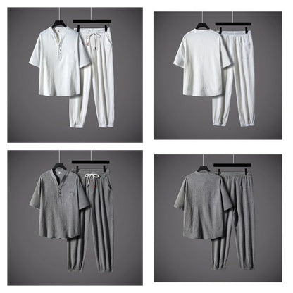 Men’s Cool V-Neck Top & Jogger Pants Set