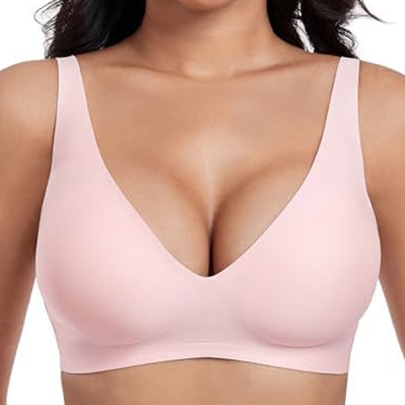 💜LAST DAY-50% OFF💜Jelly Wireless Womens Comfortable Wireless Bras Push Up Bralettes Seamless Tshirts Bras Deep V Everyday Bras