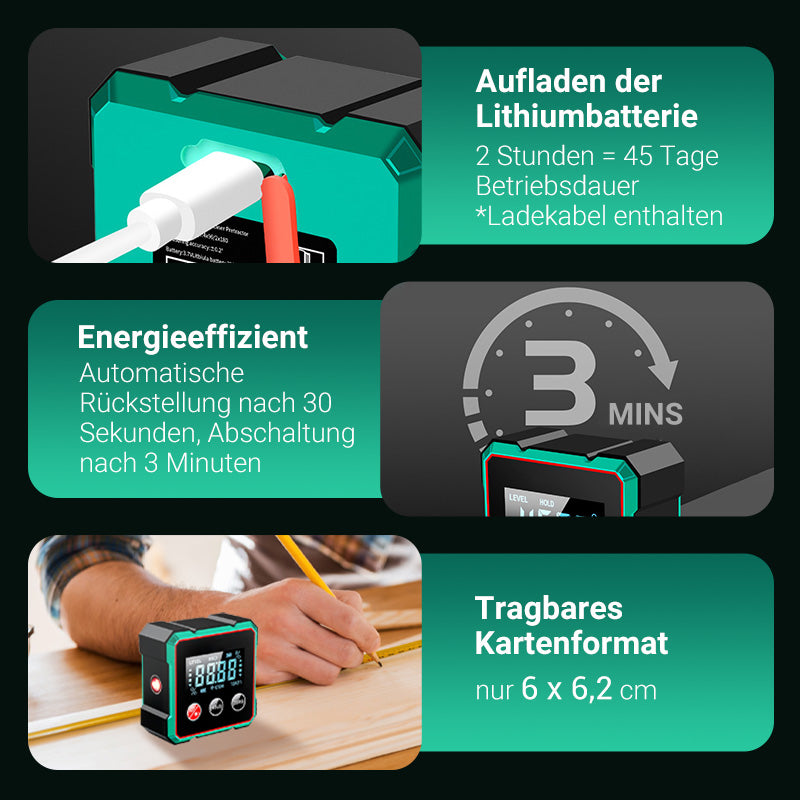 📏 2-in-1 Magnetischer Digital-Laser-Neigungsmesser | Starker Magnet + Präzise Laser – Ideal für Wandmontage/Holzarbeiten🔧