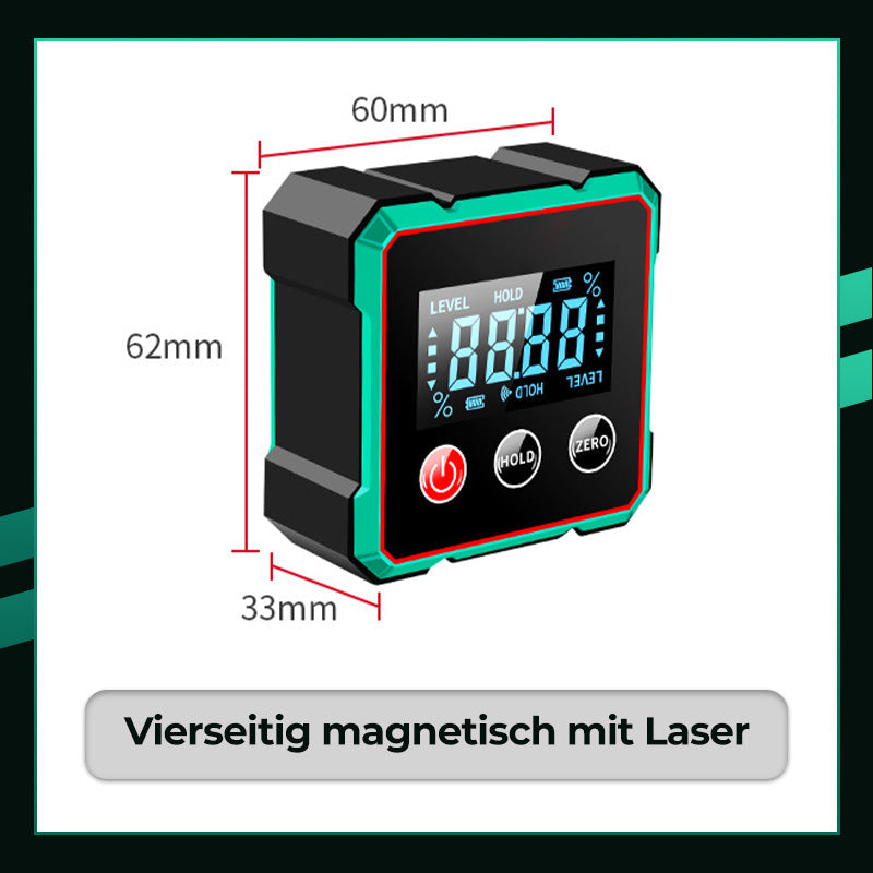 📏 2-in-1 Magnetischer Digital-Laser-Neigungsmesser | Starker Magnet + Präzise Laser – Ideal für Wandmontage/Holzarbeiten🔧