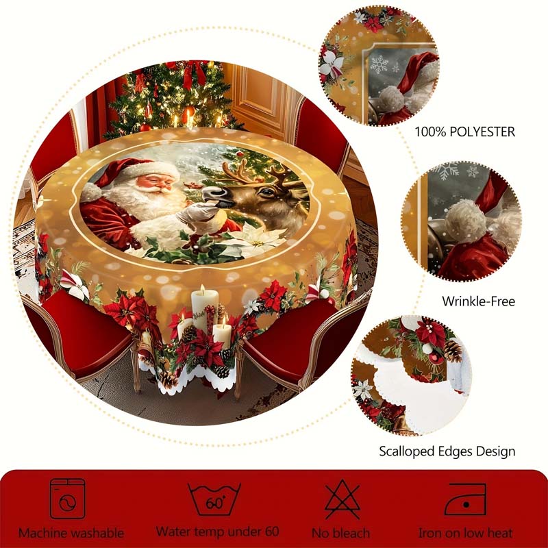 🎁Black-Friday-Mega-Angebot – 50 % Rabatt!🎄Weihnachtstischdecke - Festliche Tischdeko für Weihnachtstisch & Feiertage, waschbar