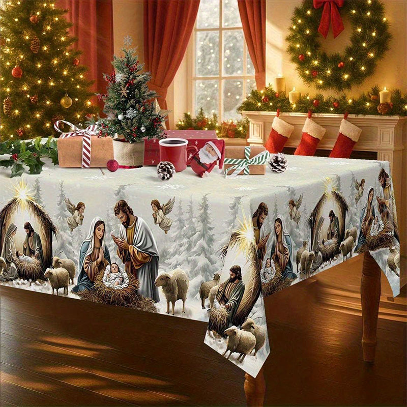 Christmas Holiday Printed Decorative Tablecloth
